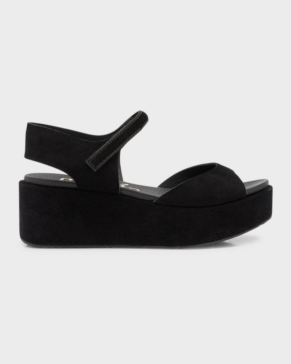 Nelly Suede Ankle-Grip Flatform Sandals